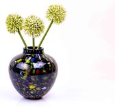 Zwarte Vaas Tulpenvaas van Glas 17 cm.