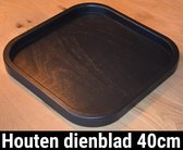 Dienblad Hout 40x40cm Vierkant Zwart | Decoratieve Houten Dienbladen | 40 cm Decoratief Dienblad Plateau | King Mungo