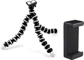 Flexibel mini-statief met extra flexibele poten - Maximale werkhoogte 16,4 cm - Met telefoonhouder voor smartphones tot 8,4 cm breed - Zwart/Wit