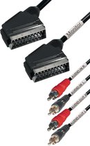 Transmedia Scart (m) naar Scart en Tulp stereo 2x RCA IN / OUT (m) audio kabel / zwart - 2 meter