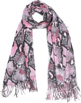 Dielay - Zachte Sjaal met Slangenprint - 180x70 cm - Roze