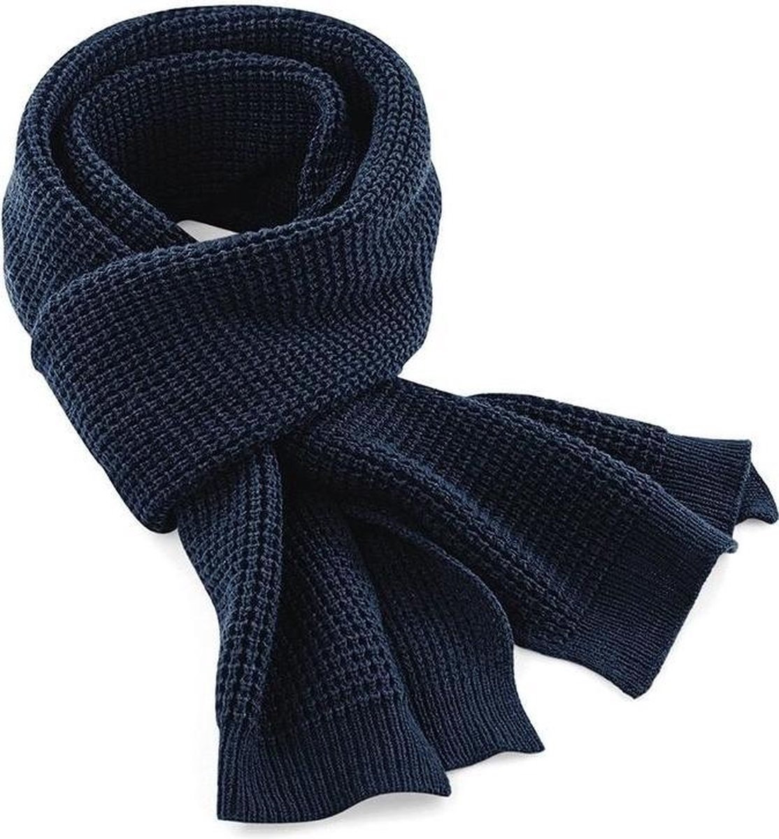 Blauwe, met dikke wafelsteek gebreide sjaal van het merk Beechfield |  bol.com