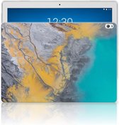 Lenovo Tab P10 Tablet Back Cover Marmer Blauw Goud