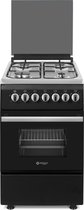 Bol.com Wiggo WO-E505R(BX) - Serie 5 - 50 cm - Gasfornuis met oven - Zwart Rvs aanbieding