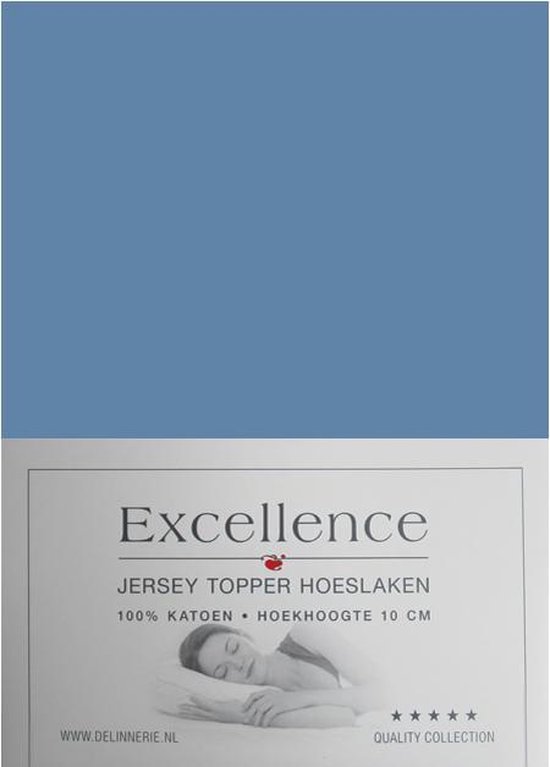 Excellence Jersey Topper Hoeslaken - Tweepersoons - 140x200/210 cm - Blue