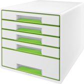 Leitz WOW Cube Ladenblok Met 5 Laden - Opberger met Vakken - Voor Kantoor En Thuiswerken - Ideaal Voor Thuiskantoor - Wit/Groen