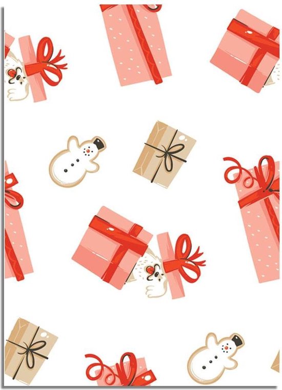 DesignClaud Kerstposter cadeautjes - Kerstdecoratie Kleurrijk A3 + Fotolijst zwart