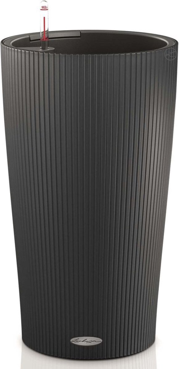 LECHUZA CILINDRO Color 32 - Plantenbak - met uitneembare binnenbak - met bewateringssysteem - ALL-IN-ONE set met LECHUZA-PON - leisteengrijs