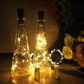 LED lichtsnoer met 10 LEDs 1m lang set van 2 | Warm wit geel decoratieve flessenverlichting inclusief kurk en set batterijen | Sfeerverlichting voor horeca, kerst, verjaardagen, romantische g