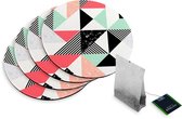 4 Rubberen Onderzetters - Design Geometric Artwork - Rond