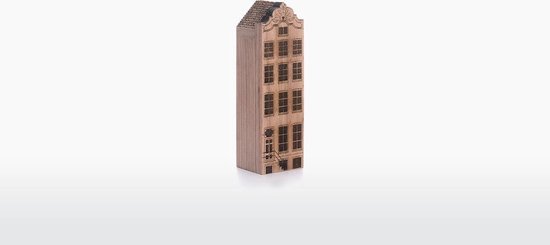 Wooden Amsterdam Amsterdams Grachtenpand - Amstel 101 - Walnoot - Product Grootte: M (4.9 x 15.3 x 4 cm)