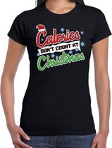 Fout kerstshirt / t-shirt - Calories dont count at Christmas - zwart voor dames - kerstkleding / christmas outfit M