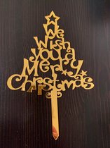 Wish you a Merry Christmas Tree- Cake Topper Gold