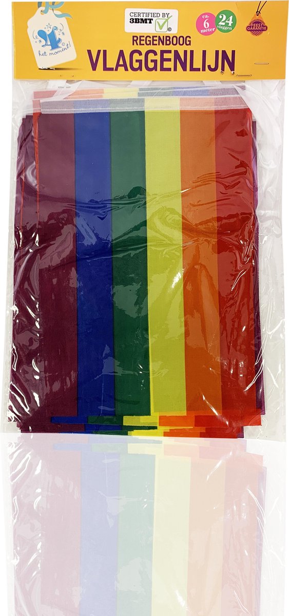 3BMT regenboog vlaggetjes LGTB - regenboog vlaggenlijn - 6 meter - polyester - 3 BMT