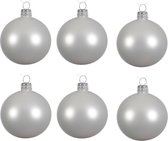 6x Winter witte glazen kerstballen 6 cm - Mat/matte - Kerstboomversiering winter wit