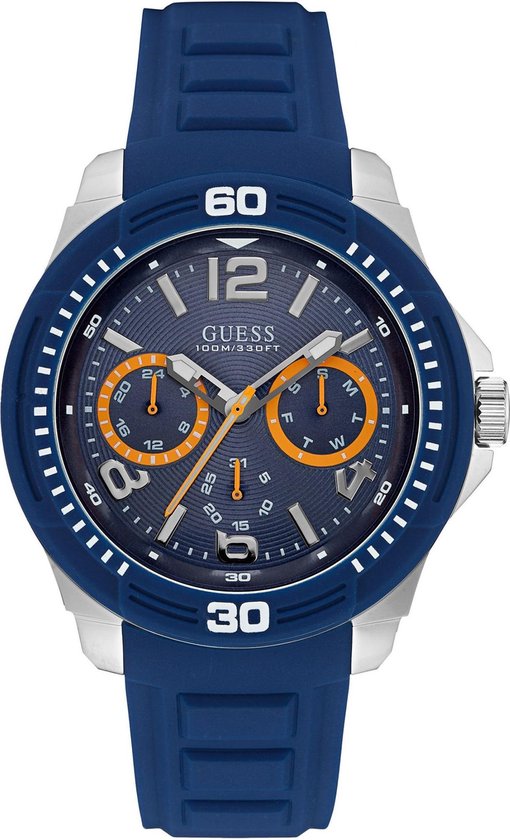 Guess Tread W0967G2 Horloge - Siliconen - Blauw - Ø 45 mm | bol.com