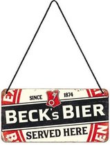 Hangend Beck's Bier Served Here Metalen Bord 10 x 20 cm