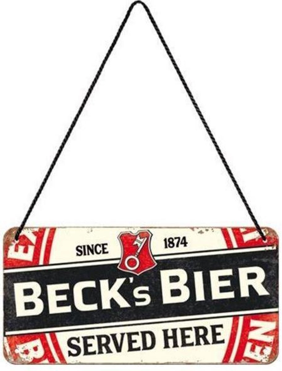 Beck's Hangend Beck's Bier Served Here Metalen Bord 10 x 20 cm Rood