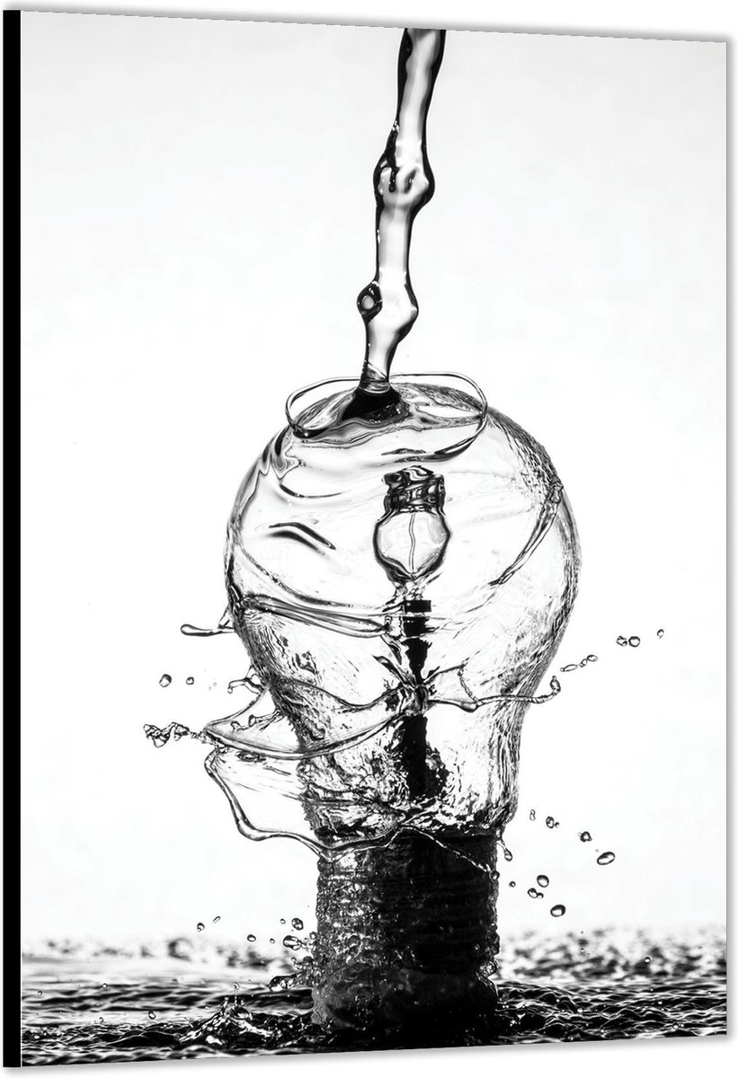 Dibond –Gloeilamp met Water erover heen– 80x120cm Foto op Aluminium (Wanddecoratie van met