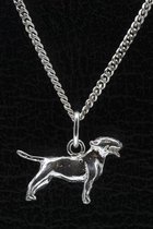 Zilveren Bull terrier ketting hanger - klein