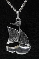 Zilveren Klompenboot ketting hanger