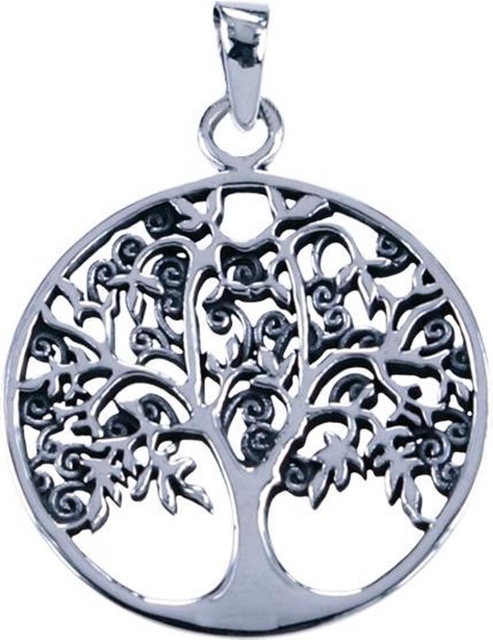 Zilveren Levensboom krullig ketting hanger | bol.com