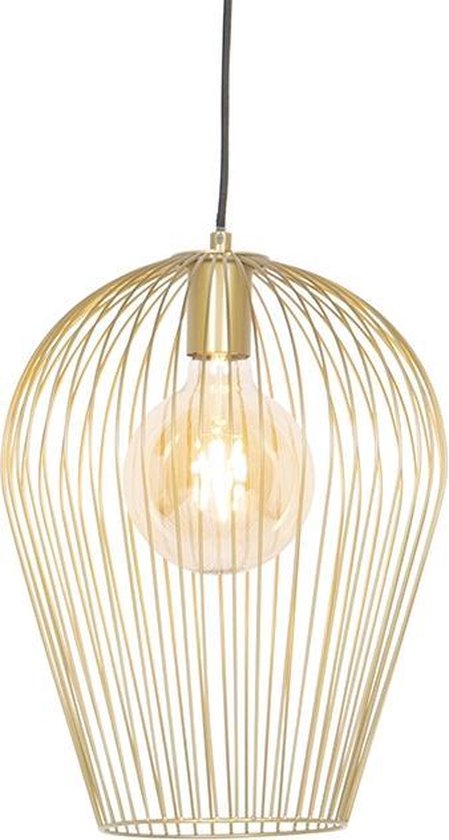 QAZQA wire - Design Hanglamp - 1 lichts - Ø 30 cm - Goud/messing - Woonkamer | Slaapkamer | Keuken