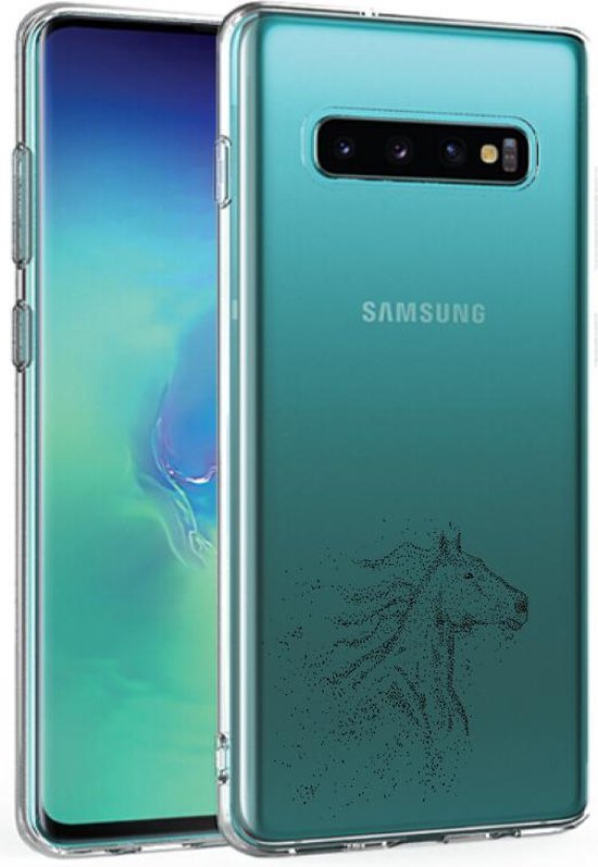 Coque en siliconen hoesje transparente Samsung Galaxy S10 (points de cheval)