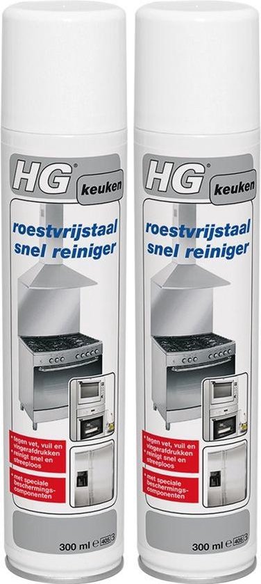 HG RVS Snelreiniger - 300 ml | Roestvrijstaal snelreiniger| 2 Stuks !
