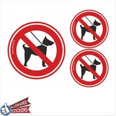 Verboden voor honden sticker set van 3 stickers.