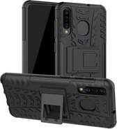 Luxe Back Cover voor Samsung Galaxy A30 | Zwart | Shockproof Hard Case | Soft TPU hoesje | met Kickstand