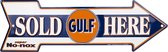 Wandbord - Gulf Sold Here - pijl 15x50 cm