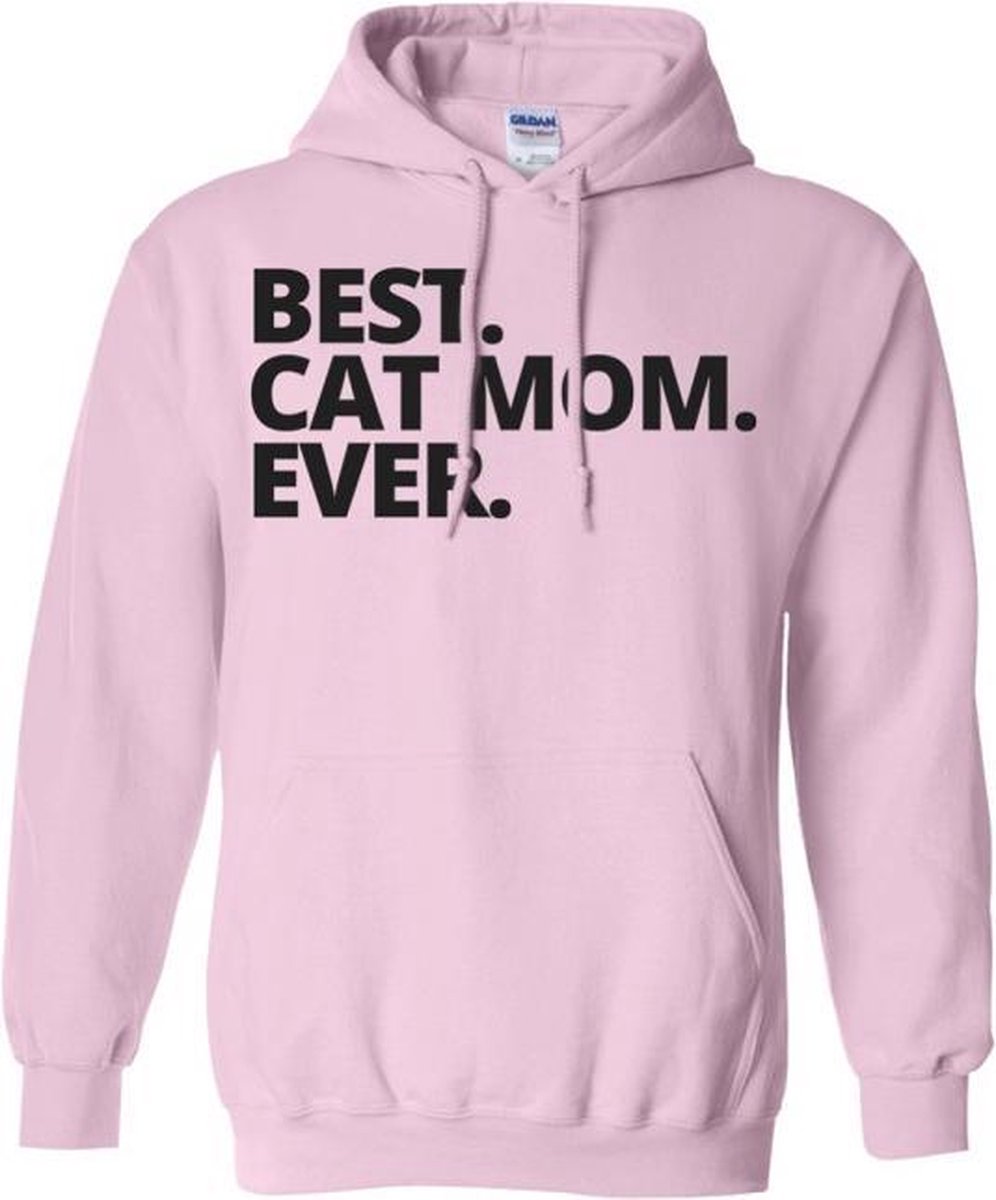 Hoodie sweater | verjaardag of moederdag | Best cat dog ever | Light Pink | Maat XXL