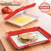 Vershoudsysteem "Clever Tray" - Ondiepe voedsel container - Duurzaam rekbaar folie - vershouddoos - vershoudbak - vershoudblad