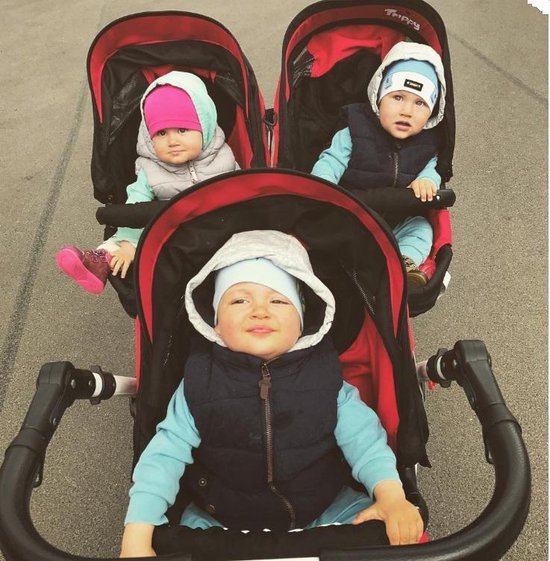 TRIPPY kinderwagen - triplets - 3 zits buggy 2 in 1 (levertijd 3 á 4 weken) Black — afbeelding 2