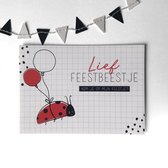 Uitnodiging kinderfeestje - lief feestbeestje - 10 stuks- Geluksbrengertje