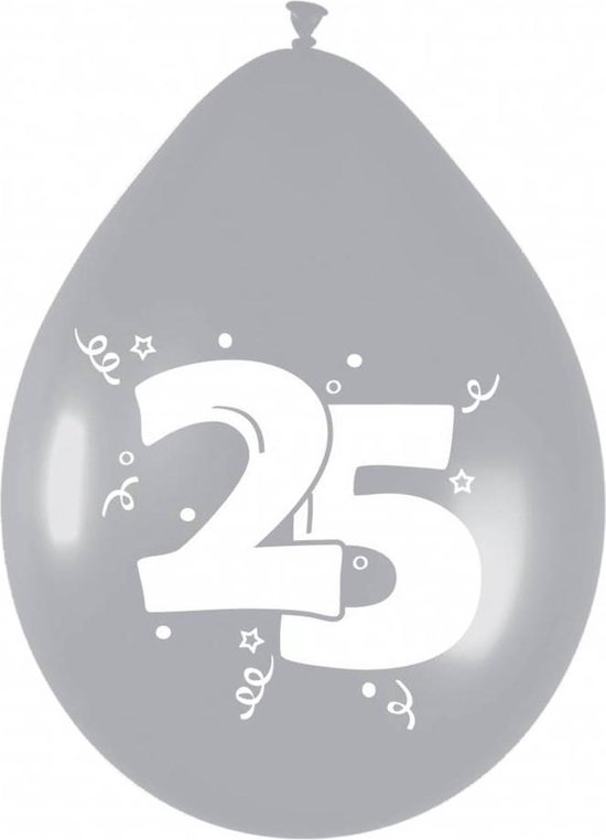 Haza - Jubileum/leeftijd thema 6x ballonnen 25 jaar - Feestartikelen