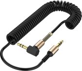 WiseGoods - Premium Opgerolde 3.5mm AUX-kabel - Stereokabel - Audio - Haakse AUX-kabel - 1.7 m - Zwart