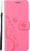 Roze bloem vlinder agenda case hoesje Samsung Galaxy A51