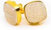 Edelsteen Oorstekers Druzy Kwarts – 925 Zilver & Verguld