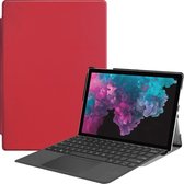 Tablet Hoes geschikt voor Microsoft Surface Pro 7 - Tri-Fold Book Case - Rood