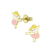 Joy|S - Zilveren ballerina danseres oorbellen 9 mm 14k goudplating