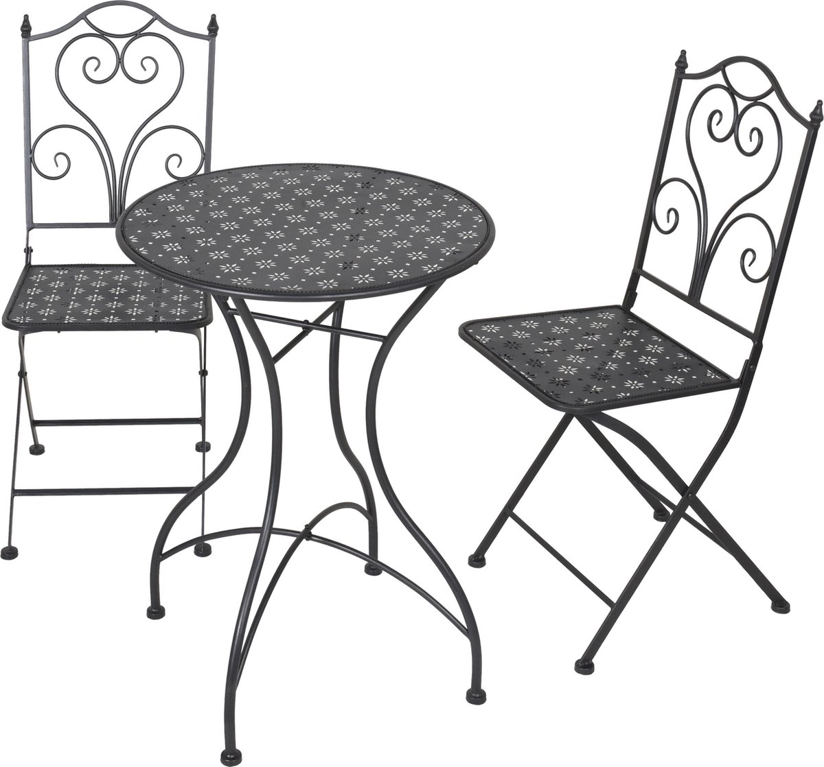 bistro tuinset.Tuintafel met 2 stoelen-metaal-zwart-ronde tafel | bol.com
