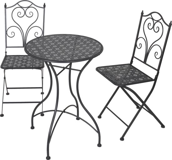 stil Opblazen kiespijn bistro tuinset.Tuintafel met 2 stoelen-metaal-zwart-ronde tafel | bol.com