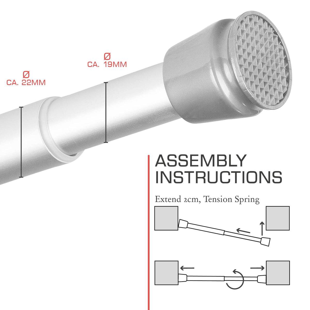 bomoe telescopische douchegordijnstang zonder boren aluminium 105