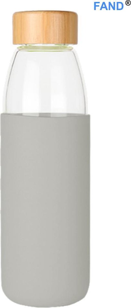 Bol Com Glazen Waterfles Bamboe Dop 500 Ml Drinkfles Waterfles Glas Silicone Hoes