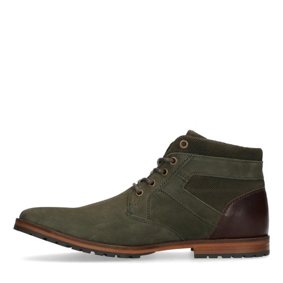 Manfield - Heren - Groene leren veterboots - Maat 45 | bol.com