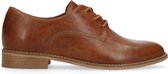 Manfield - Dames - Leren veterschoenen cognac - Maat 40