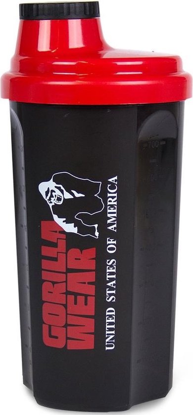 Gorilla Wear Shaker - Shakebeker - 700 ML - Zwart/Rood