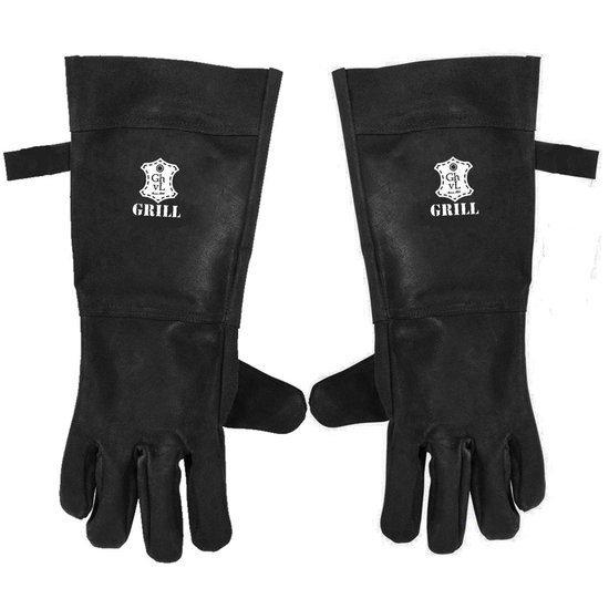 BBQ Leren Handschoenen Zwart | Barbecue Lederen Handschoen | BBQ & Oven handschoenen – Extra groot voor betere bescherming | Gevoerd - Leertheorie